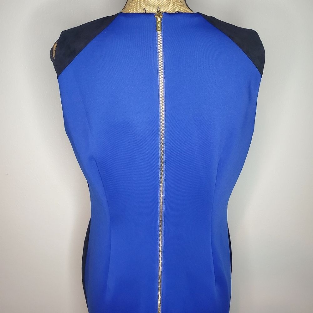 NWT Calvin Klein Faux Suede Silhouette Blue Dress Size 12 - Picture 8 of 13